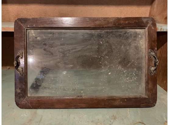 Glass Tray With Wood Frame