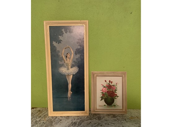 Ballerina Print And Flower Painting