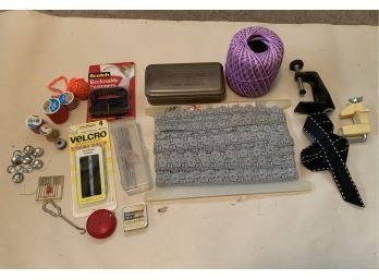 Sewing Assortment (velcro, Thread, Measuring Tapes, Etc..)