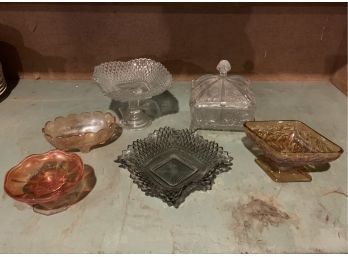 Clear And Colored Glass Candy Dishes