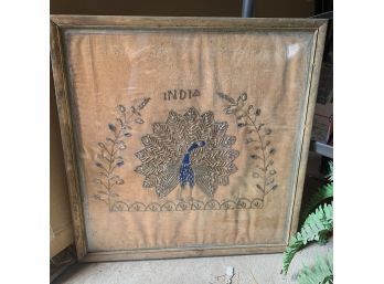 Vintage Framed India Fabric Art