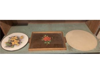 Floral Trays And A Pizza Stone