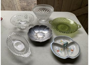 Assortment Of Small Dishes Glass, China, And Metal