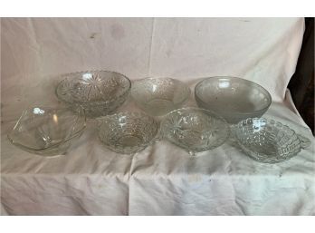 Clear Glass Bowls 7 In Total
