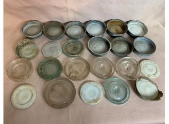 Old Mason Jar Lids And Pieces Of Lids