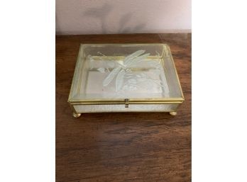 Flambro Glass Dragonfly Jewelry Box