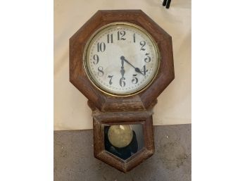 WM L Gilbert Clock Co. Short Drop Schoolhouse Clock