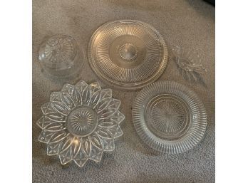 Glass Plates, Sugar Bowl, And A Lid