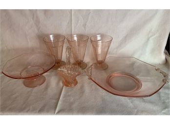 Pink Depression Glass Assortment