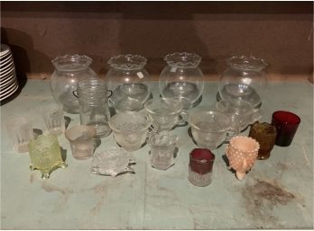 Assortment Of Glass Pieces, Vases, 1904 St Louis Exposition Ruby Flash Glass