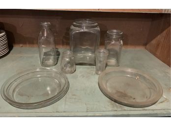 Glass Jars/bottles And Pie Dishes