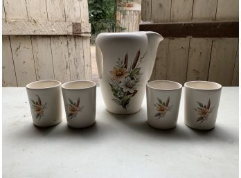Rocky Mountain Pottery Pitcher And Cups