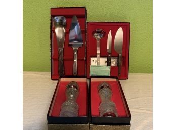 Serving Utensils, Salt And Pepper Shakers In Boxes