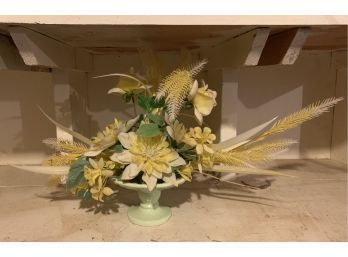 Hull Pottery With Faux Flower Arrangement