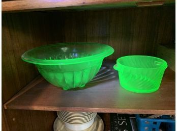 Uranium Glass Bowl And Dish