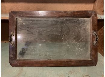Glass Tray With Wood Frame