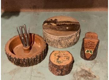 Wood Boxes, Nutcracker, And Napkin Holder