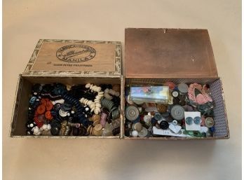 Cigar Boxes Full Of Buttons