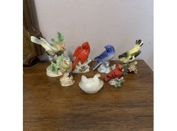 Bird Figurines Including Lefton Cardinal