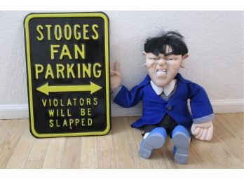 The Three Stooges Parking Sign And Moe Doll