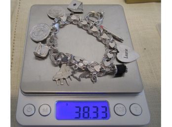 Sterling Silver Charm Bracelet Heart Design