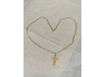 14k Gold Italy Mariners Chain Necklace With Cross