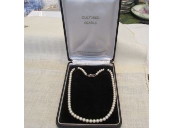 Far East Exchange System Cultured Pearls Necklace Silver Clasp