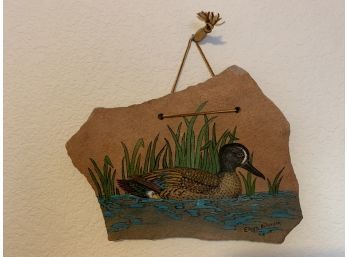 Painted Stone Wall Hanging - Duck In Water