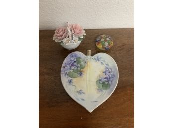 Floral Pieces - Candy Dish, Paperweight And Home Accent