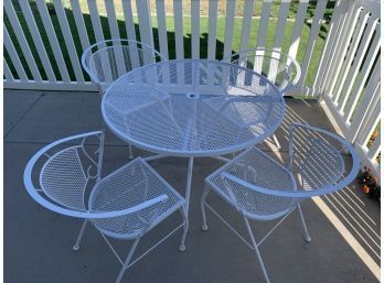 White Metal Patio Table And Chairs