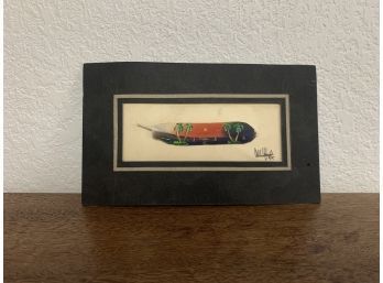 Small Hand Painted Feather - Palm Trees