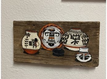 Native American Pottery Wood Painting Artist Signed