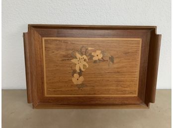 Wood Tray Inlaid Floral Design