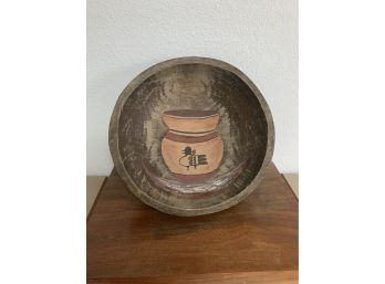 Michoacan Mexico Wood Bowl Painted By Donn Conn
