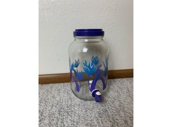 Blue Flower Design Beverage Dispenser