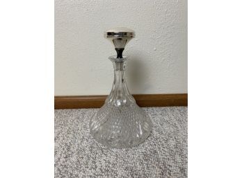 Cut Glass Decanter With Metal Stopper
