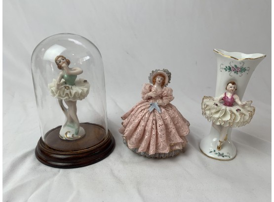 Dresden Style Figurines And Vase