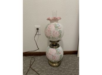 Gone With The Wind Lamp Hand Painted Rose Design