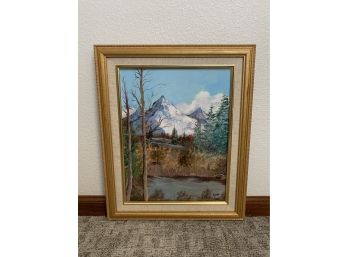 Snowy Mountains Oil Painting - Signed C.O.B.