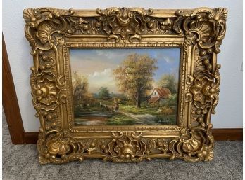 Graceful Art Oil Painting In Beautiful Ornate Frame
