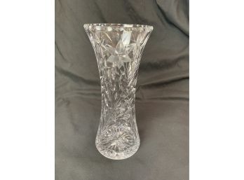 Vintage Lead Crystal Hand Cut Vase With Flower And Butterfly Design