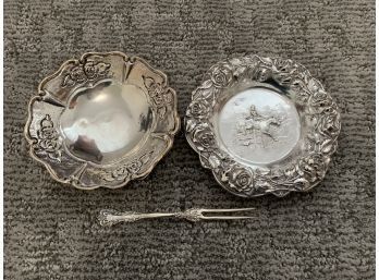 Small Sterling Silver Dishes And Cocktail Fork