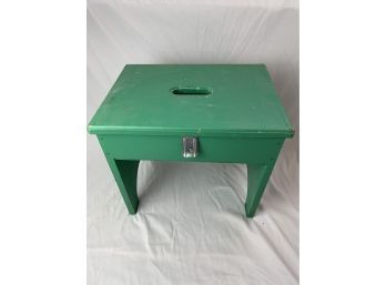 Green Wood Step Stool With Storage