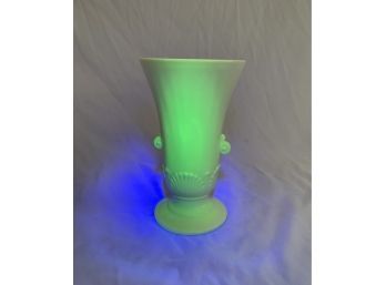 Uranium Ivory Milk Glass Shell Trophy Vase