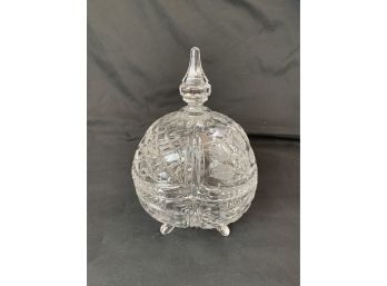 Lidded Lead Crystal Footed Candy Dish