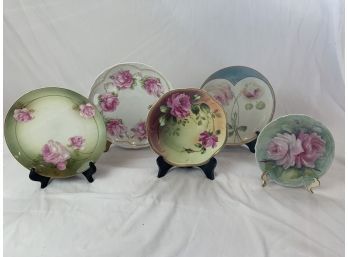 Hand Painted Pink Rose Design Decorative Plates