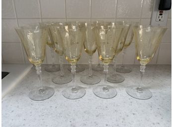 Fostoria Trojan Topaz Wine Glasses / Water Goblets