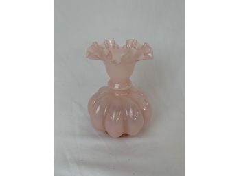 Fenton Rose Overlay Pink Melon Vase