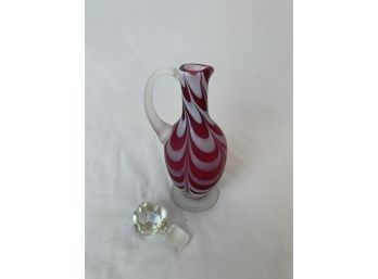 Vintage Nailsea Cranberry Satin Glass Cruet