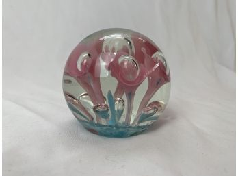 Rounded Pink Flower Paperweight